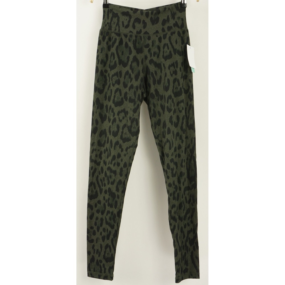 ABOUND Women Olive Green Leopard High Rise Knit Leggings RK450127MI XXS S